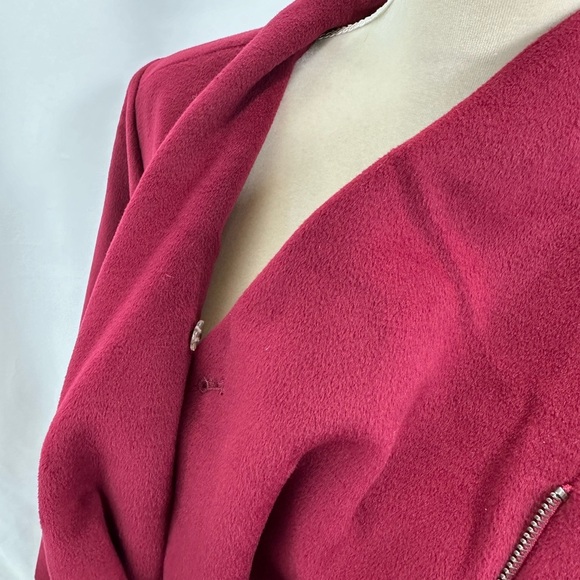 NWOT H by Halston Maroon Pea Coat Women 18W Asymmetric Zip Faux Suede Lined - Picture 4 of 10